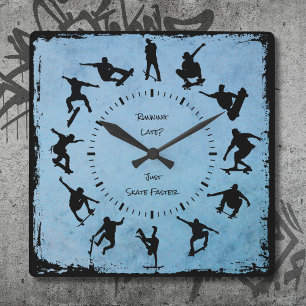 Blue Roll With Time Skater Bedroom Clock