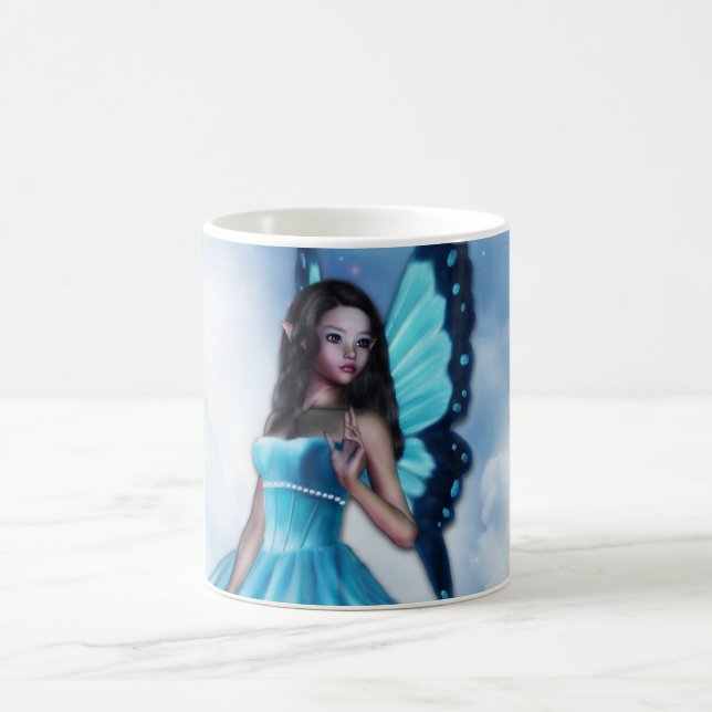 Blue Romantic Butterfly Fairy Coffee Mug V. 2 (Center)