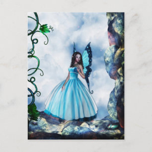 Blue Romantic Butterfly Fairy Postcard