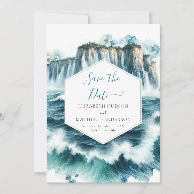 Blue Romantic Nautical Wedding Save The Date (Front)