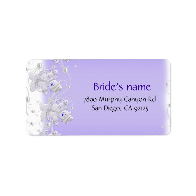 Blue Romantic Snowman Address Label (Front)