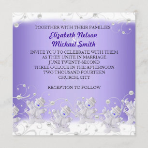 Blue Romantic Snowman Wedding Invitation