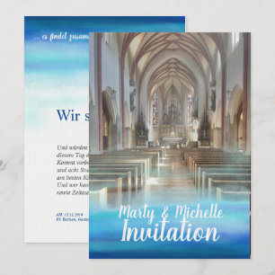 Blue Romantic Watercolor and Photo Invitation