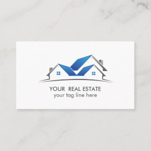 Blue Roof house real estate agent professional Business Card