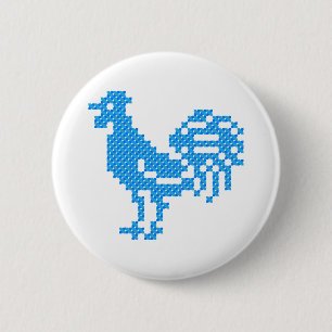 Blue Rooster 6 Cm Round Badge