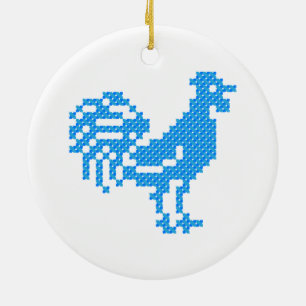 Blue Rooster Ceramic Ornament