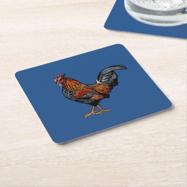 Blue Rooster Coaster (Angled)