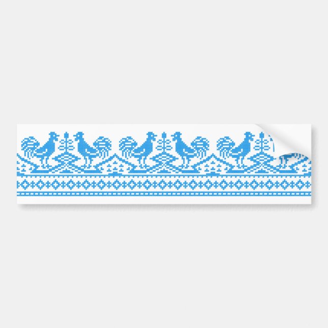 Blue Rooster cross-stitch Bumper Sticker (Front)