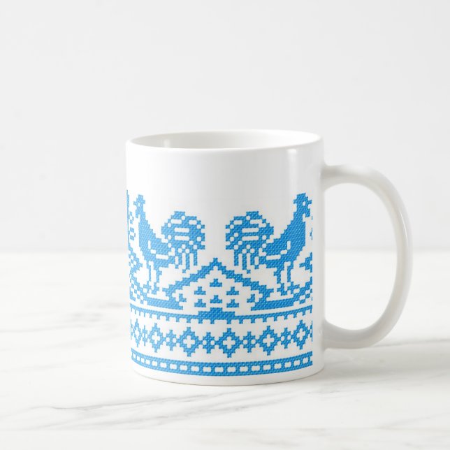 Blue Rooster cross-stitch Coffee Mug (Right)