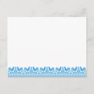Blue Rooster cross-stitch Postcard