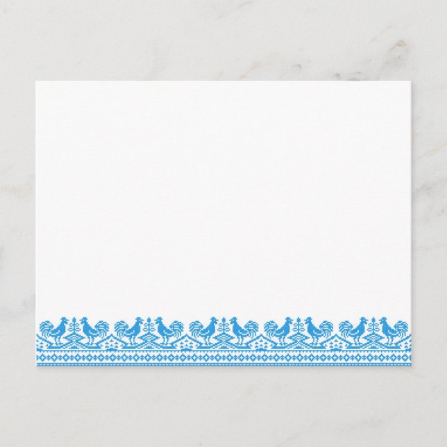 Blue Rooster cross-stitch Postcard (Front)