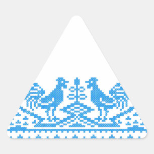 Blue Rooster cross-stitch Triangle Sticker