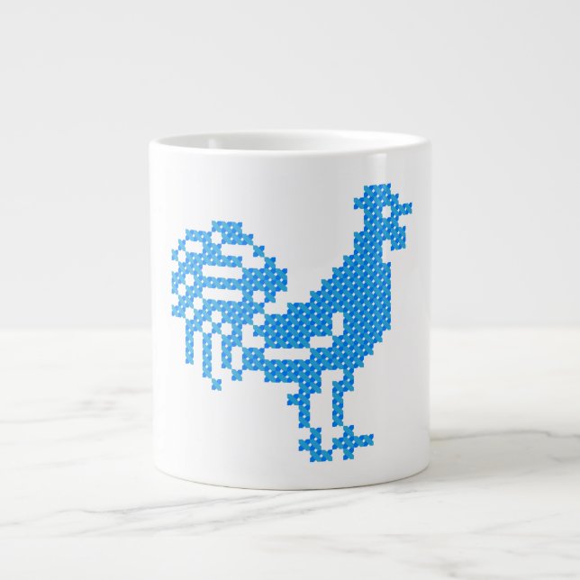 Blue Rooster Large Coffee Mug (Front)
