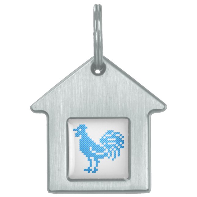 Blue Rooster Pet Name Tag (Front)