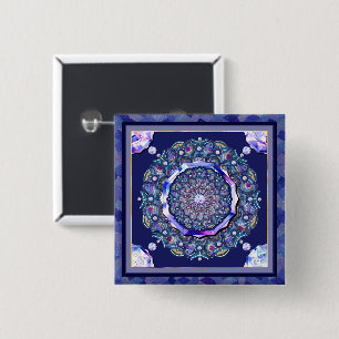 blue rosace 15 cm square badge