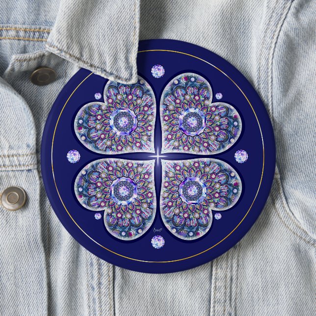 blue rosace 6 cm round badge (In Situ)