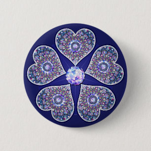 blue rosace 6 cm round badge