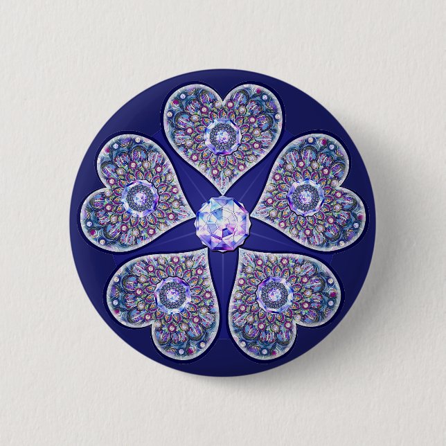 blue rosace 6 cm round badge (Front)