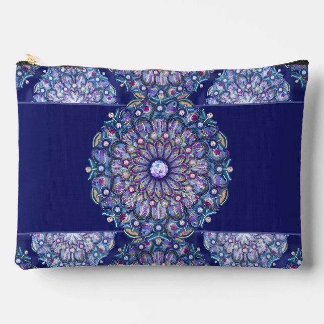 Blue Rosace Accessory Pouch (Front)