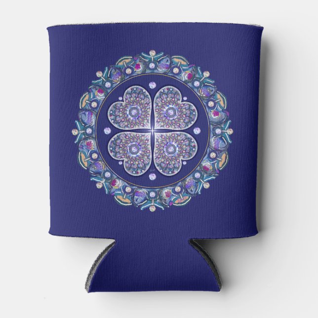 Blue Rosace Can Cooler (Front)