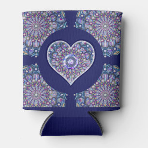 Blue Rosace Can Cooler