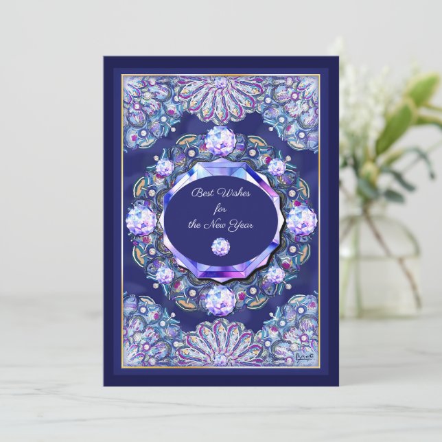 Blue Rosace Card (Standing Front)