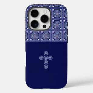 Blue Rosace iPhone 16 Pro Case