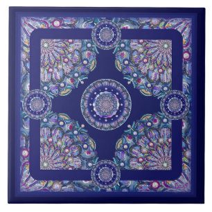 blue rosace ceramic tile