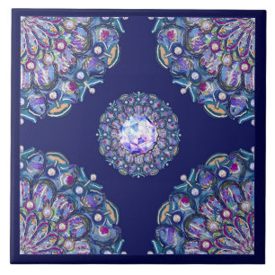 blue rosace ceramic tile
