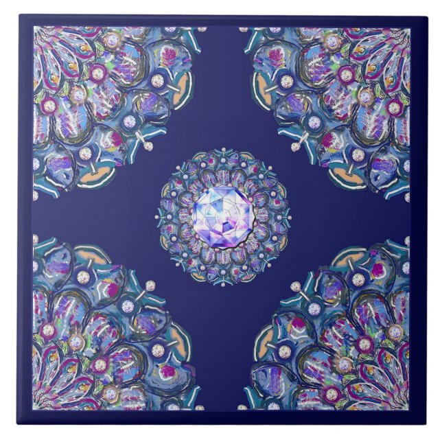 blue rosace ceramic tile (Front)