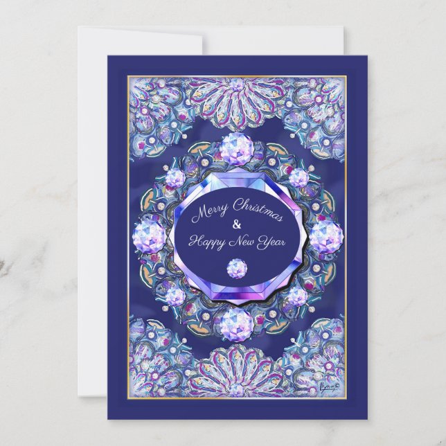 Blue Rosace Christmas card (Front)