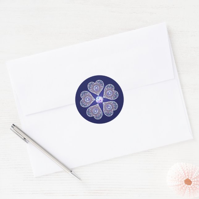 Blue Rosace Classic Round Sticker (Envelope)