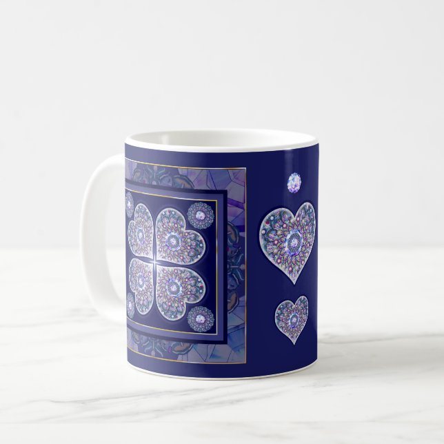 Blue Rosace Coffee Mug (Front Left)