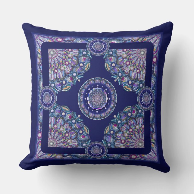 Blue Rosace Cushion (Front)