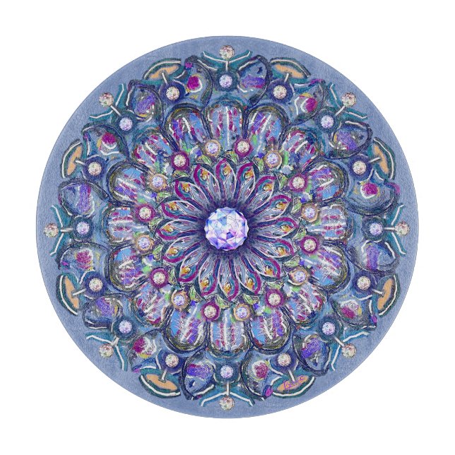 Blue Rosace Cutting Board (Front)