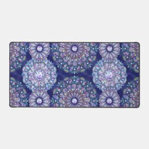 blue rosace desk mat