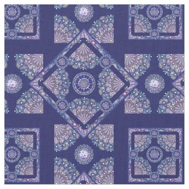 blue rosace fabric (Close Up)