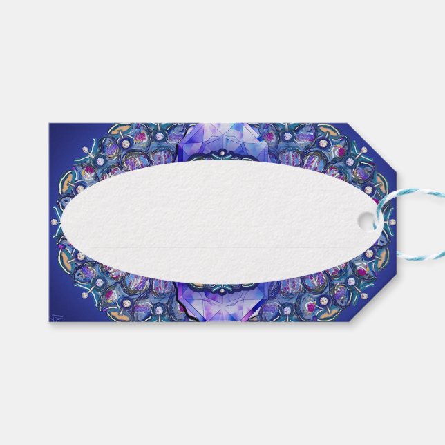 Blue Rosace Gift Tags (Front (Horizontal))