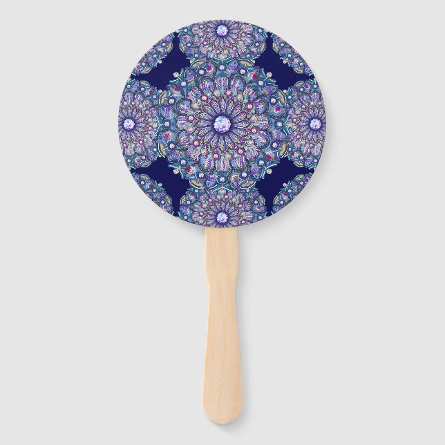 Blue Rosace Hand Fan (Back)
