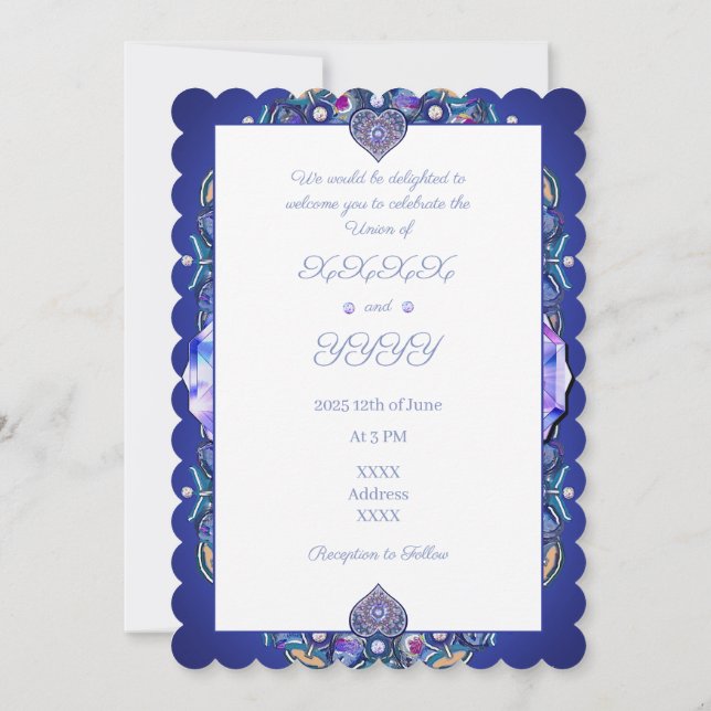 Blue Rosace Invitation (Back)