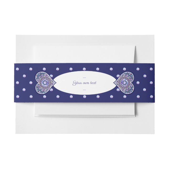 Blue Rosace Invitation Belly Band (Front Example)