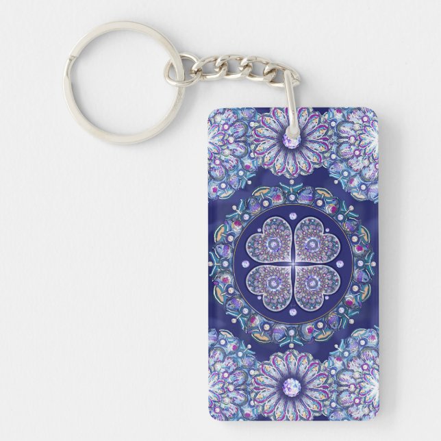 Blue Rosace Key Ring (Front)