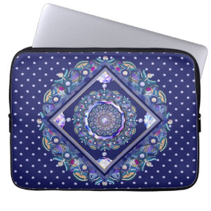 Blue rosace laptop sleeve