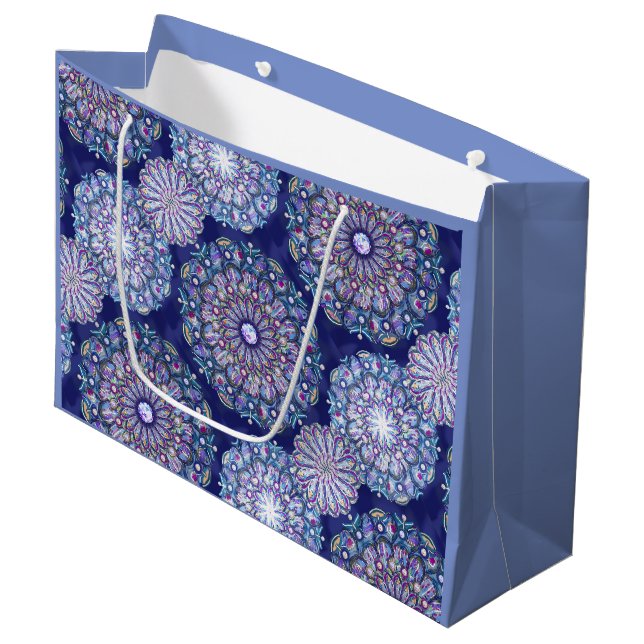 Blue Rosace Large Gift Bag (Front Angled)