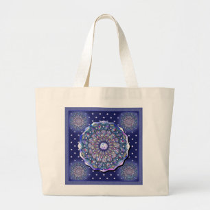 Blue Rosace Large Tote Bag