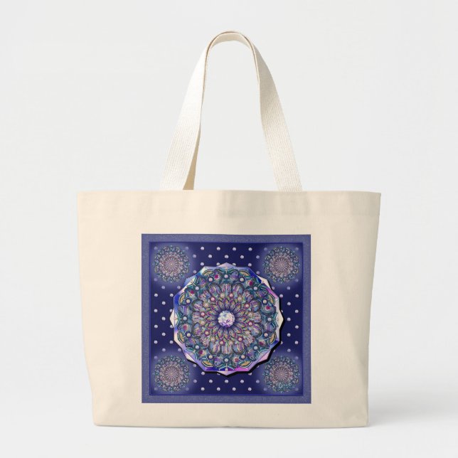 Blue Rosace Large Tote Bag (Front)