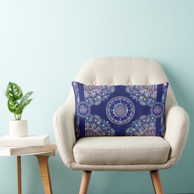 Blue Rosace  Lumbar Cushion (Chair)