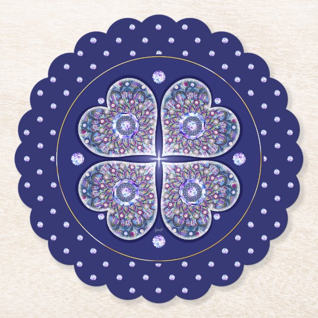 Blue Rosace Paper Coaster (Front)