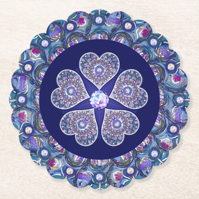 Blue Rosace Paper Coaster (Front)