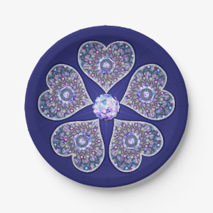 Blue Rosace Paper Plate
